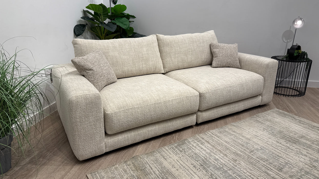 Sofology Amalfi Fabric 4 Seater Split in Micro Flecked Boucle Natural Mix