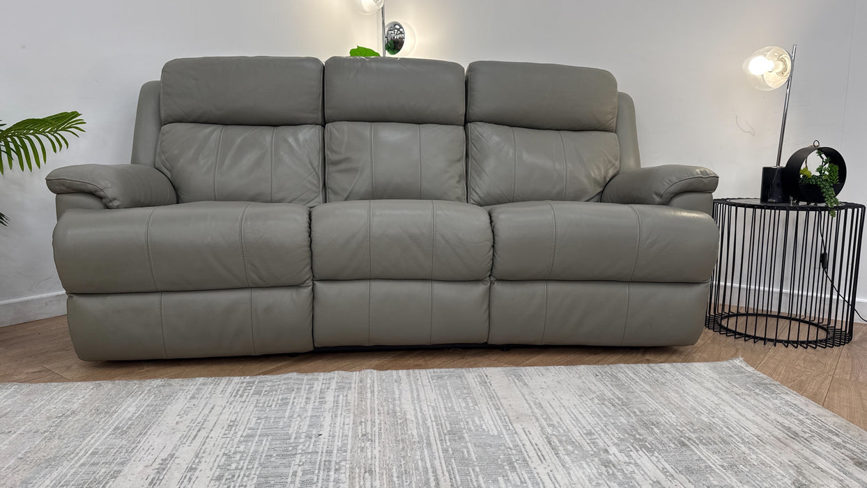 Sofology Gracie Leather 3 Seater Manual Recliner in Trusty Sheen New Club Grey