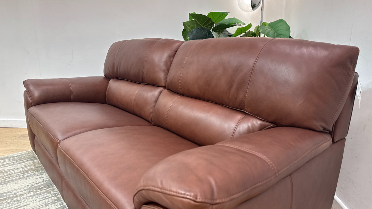 Sofology Santina Leather 3 Seater in Relaxed Soft Brown