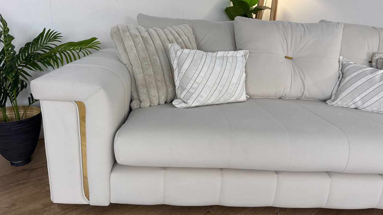 Sofology Oscar Fabric 4 Seater in Matt Velvet Ecru