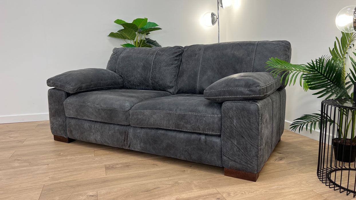 Linara 3 Seater - Leather Sofa - Utah Grey