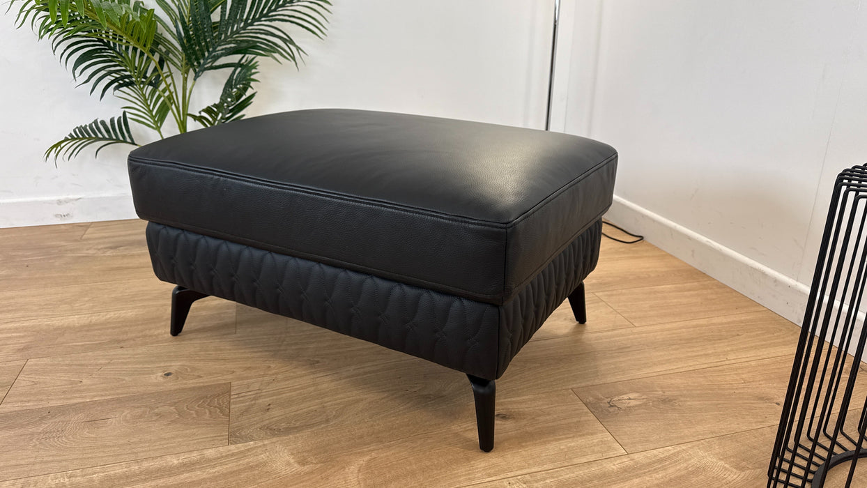 Muse Leather Black Footstool