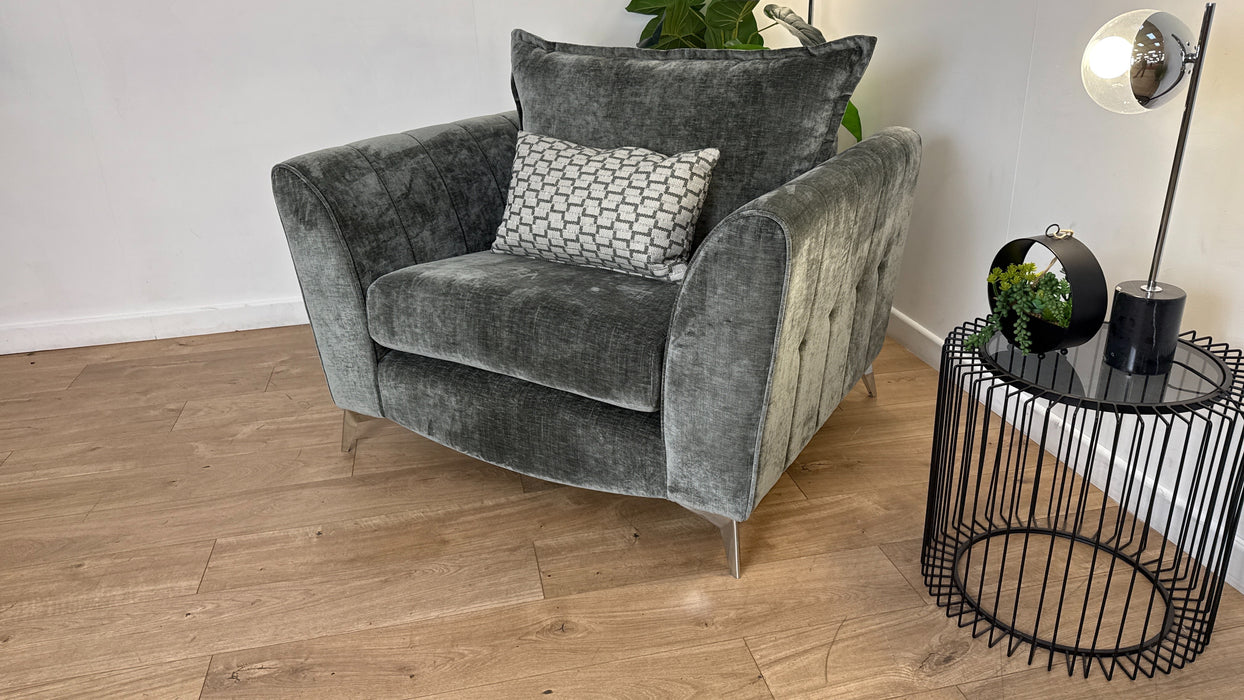 Sofology Luella Fabric Chair in Luxe Chenille Alpine Green