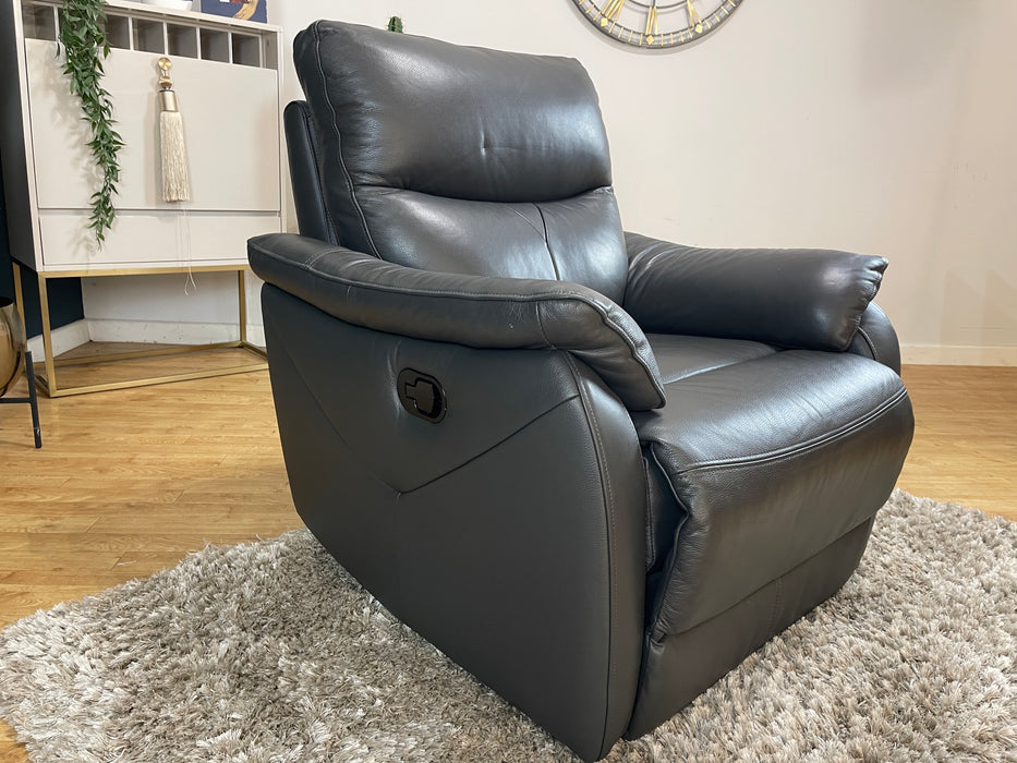 Albion Leather Chair Charcoal -  Manual Recliner (WA2)