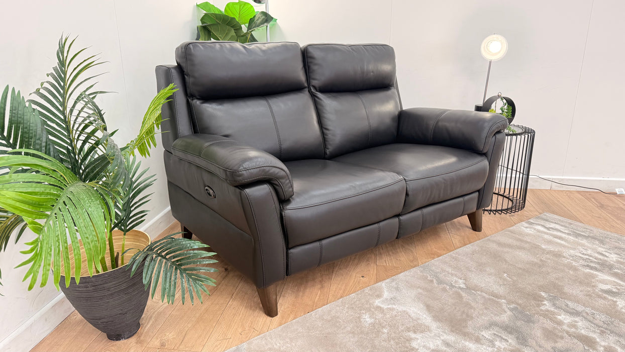 Sofology Lucca 2 Seater Leather Recliner in Trusty Sheen Black