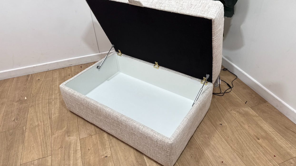 Sofology Cove Fabric Large Storage Footstool in Artisan Chenille Ecru