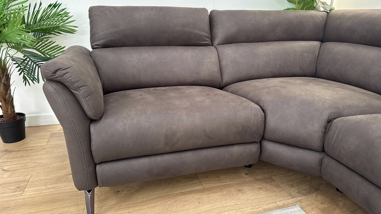 Sofology The Missouri 1 Corner 3 Fabric Recliner Sofa in Lifestyle Embossed Cappuccino