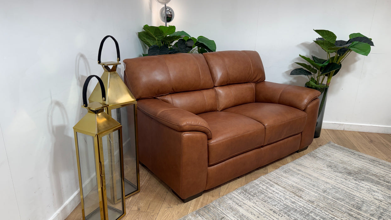 Sofology Santina Leather 2 Seater in Relaxed Soft Tan