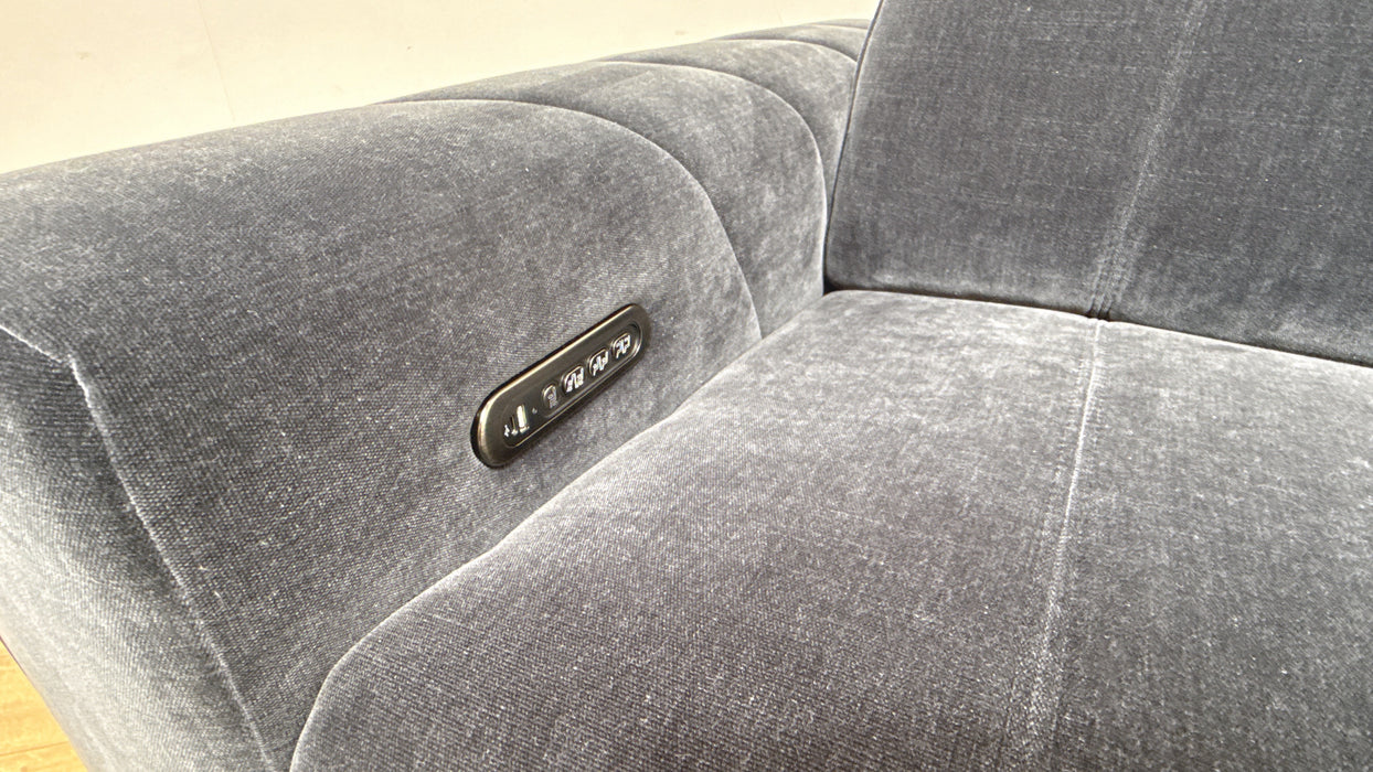 Sofology Allure Fabric 2.5 Seater Power Recliner/Headrest Lumbar Support Speakers in Relaxed Chenille Ink