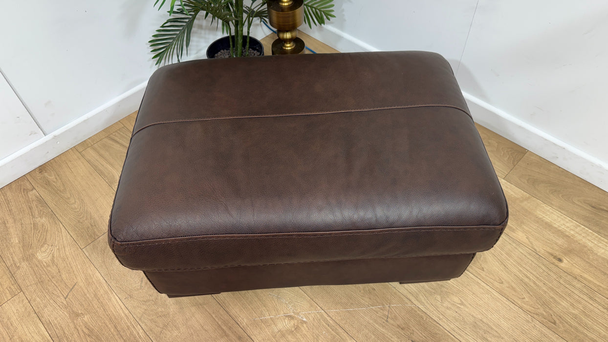 Sofology Linara Leather Footstool in Virginia Brown