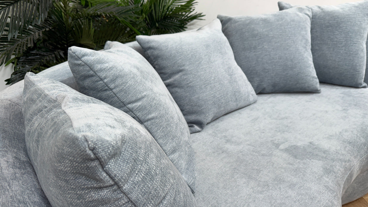 Sofology Chloe Fabric 4 Seater Pillow Back in Linen Look Chenille Sky Mix