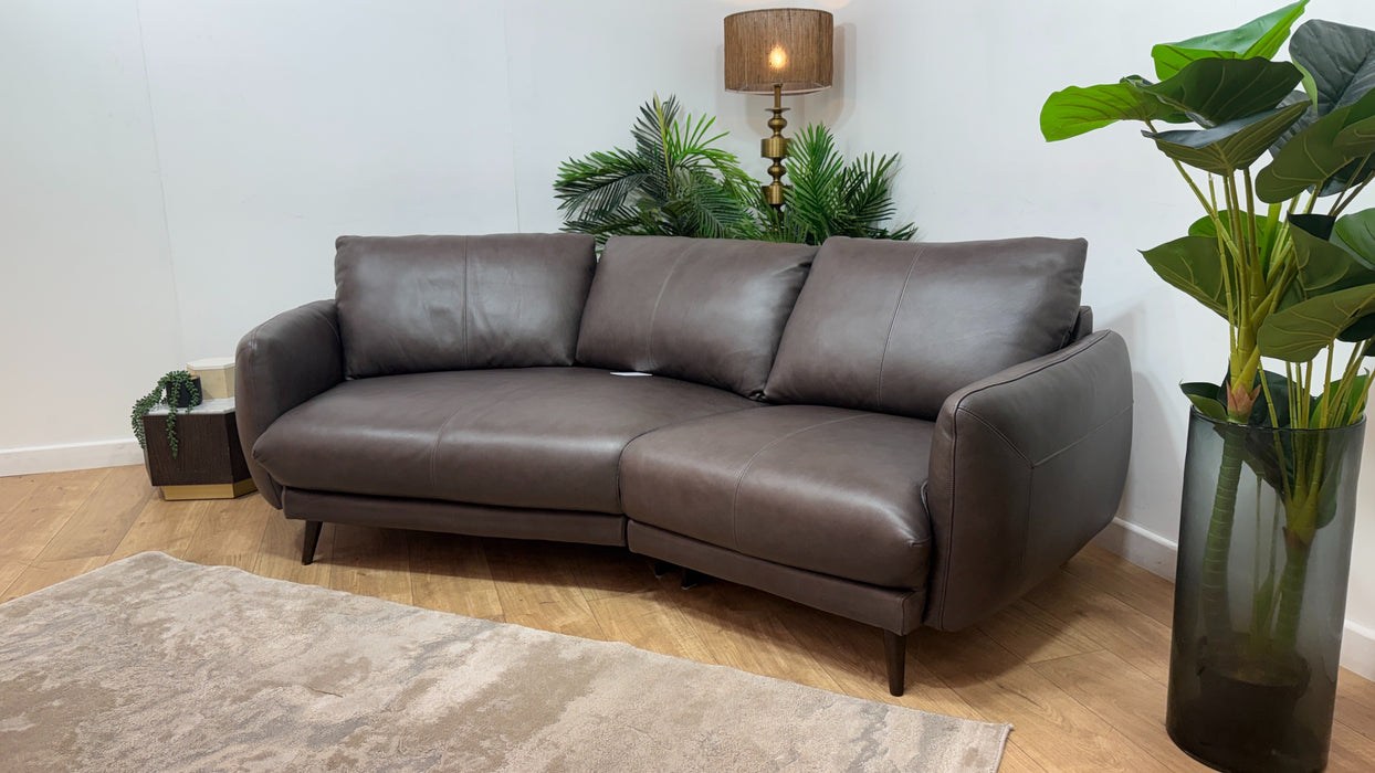 Sofology Adler Leather Asymmetric 3 Seater in Relaxed Soft Black Coffee