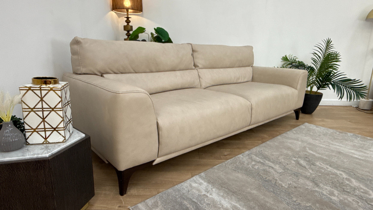 Sofology The Sassari 4 Seater Leather Sofa in Gemini Bone