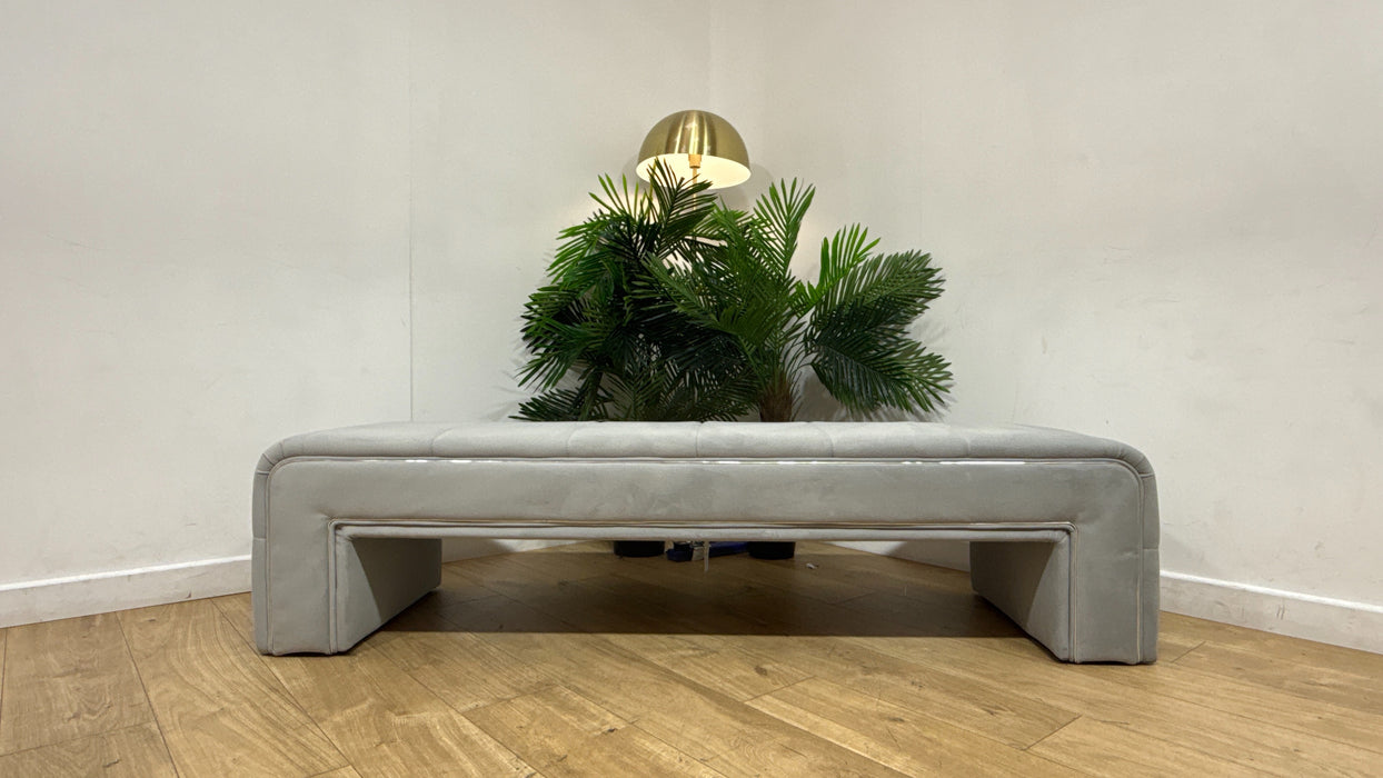 Sofology Oscar Large Bench Fabric Footstool in Matt Velvet Silver All Over