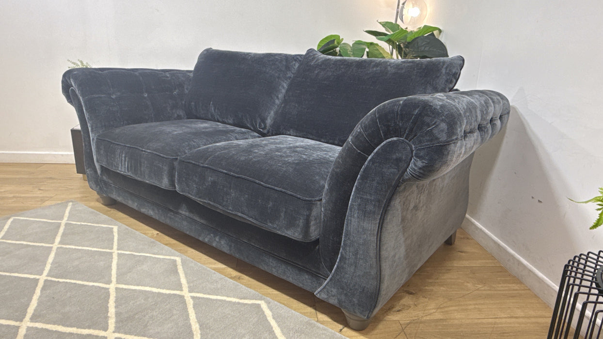 Sofology Highgrove Fabric 3 Seater Full Back Extra Flex Seats in Luxe Chenille Charcoal Mix