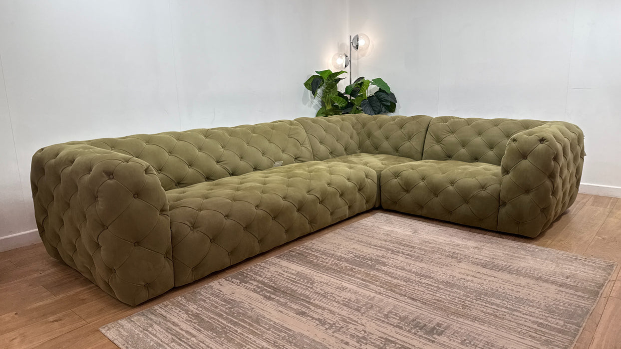 Sofology Venezia Fabric 3 Corner 1.5 in Lifestyle Nubuck Feel Moss