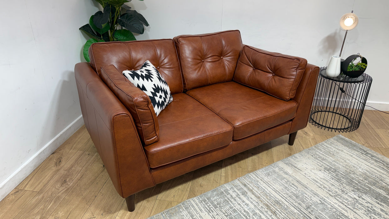 Sofology Cricket Leather 2 Seater in Tan Mix