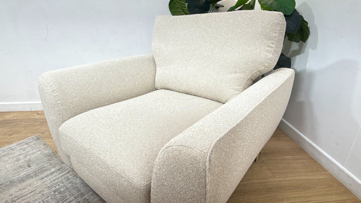 Sofology Hackney Fabric Chair Memory Foam Seat in Boucle Natural Mix