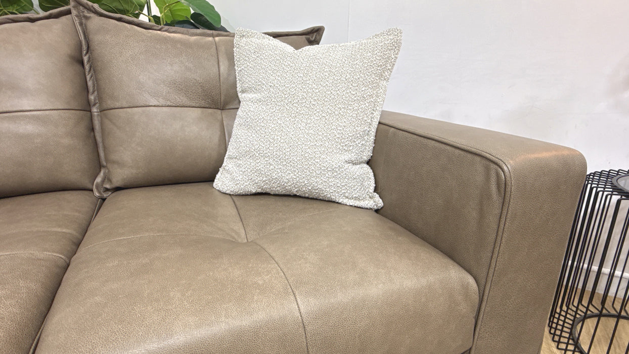 Sofology Artisan Leather 3 Seater in Relaxed Natural Grain Taupe/Natural Mix