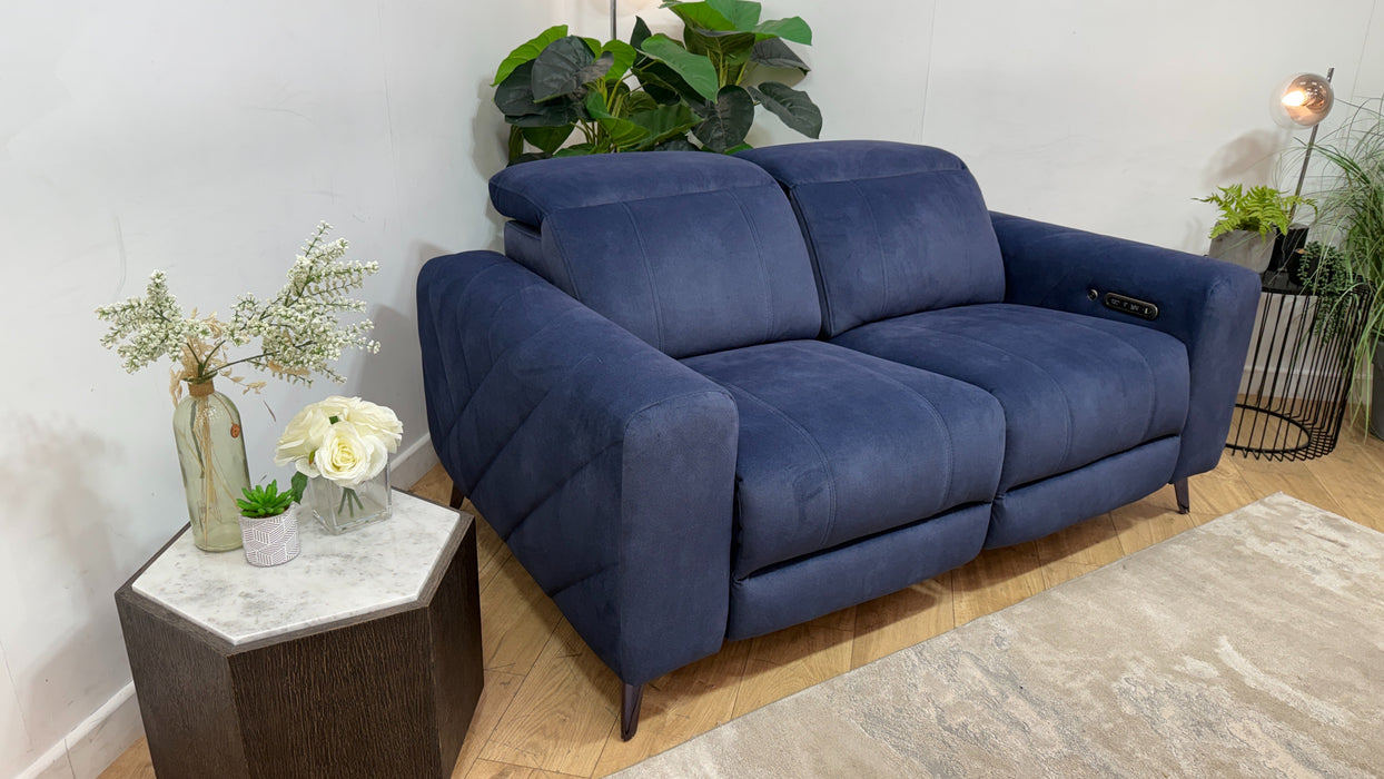 Sofology Allure Fabric 2 Seater Power Recliner/Headrest Heated Seats in Lifestyle Flecked Navy