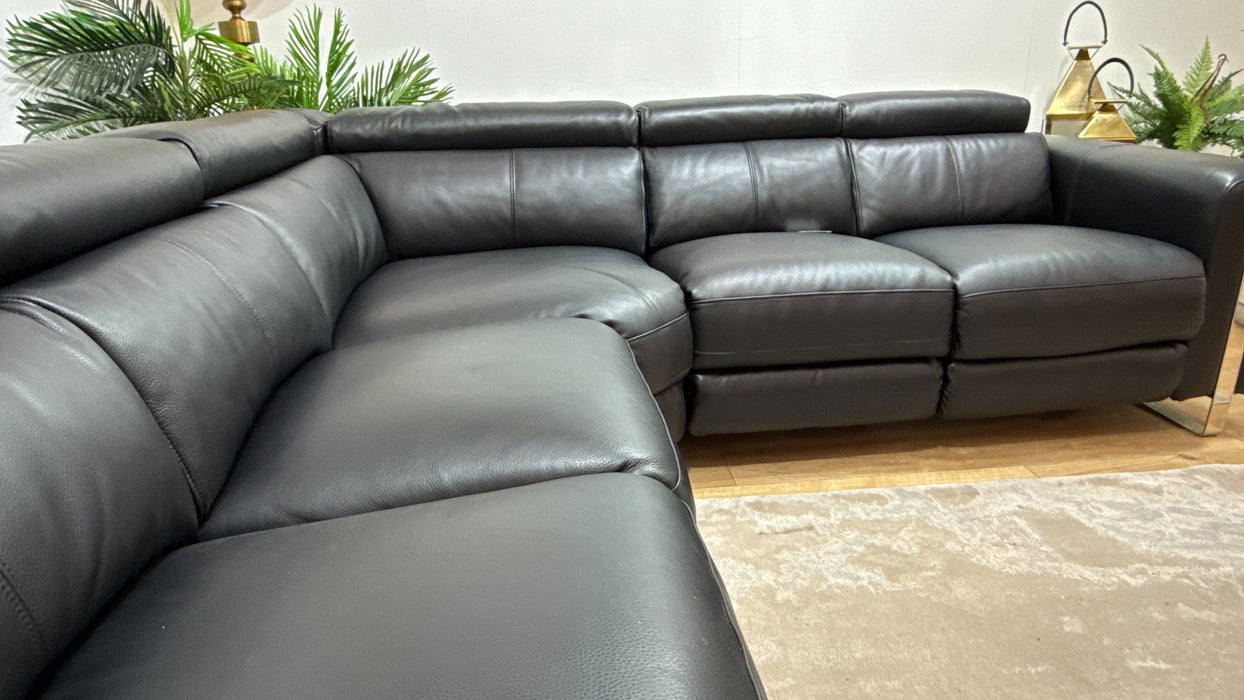 Sofology Moreno Leather 2 Corner 3 Power Recliner in Black