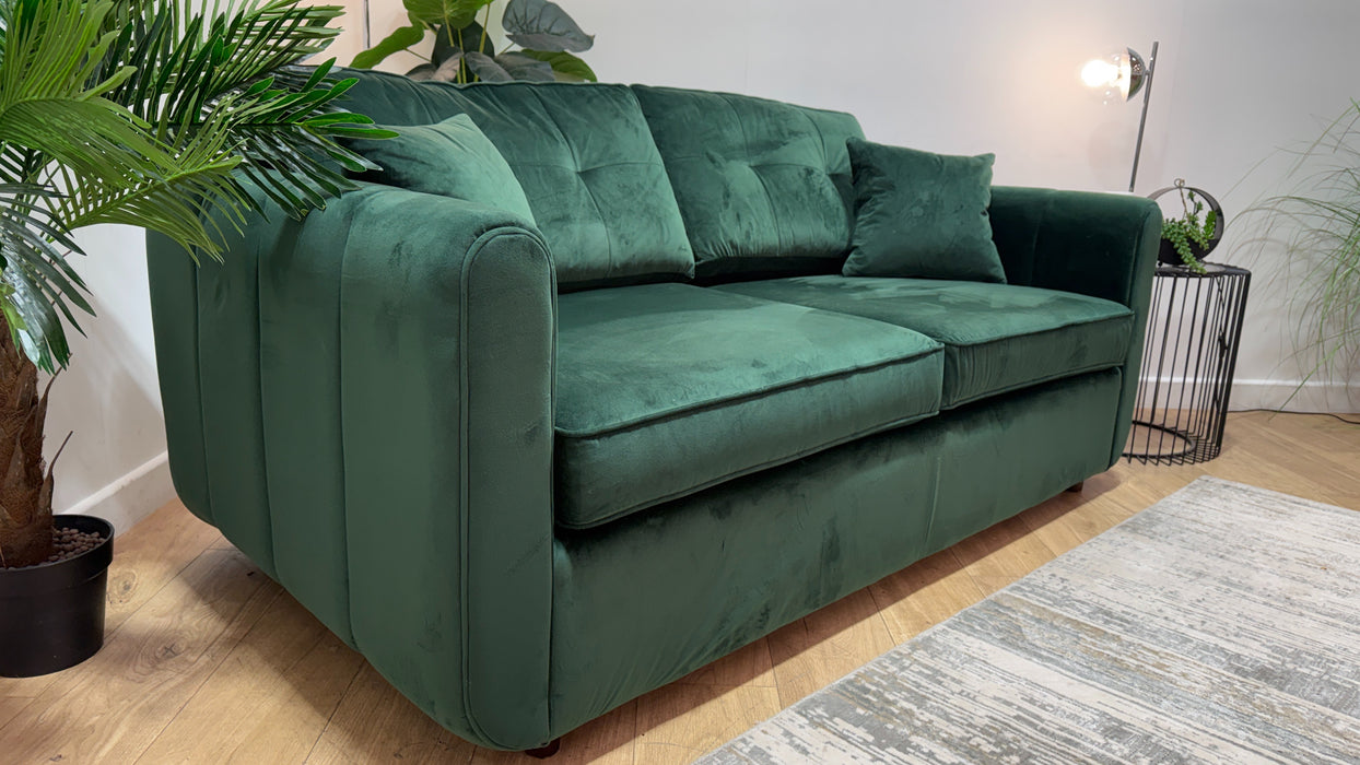 Sofology Islington Fabric 3 Seater Hypnos Deluxe Sofa Bed in Sleek Green