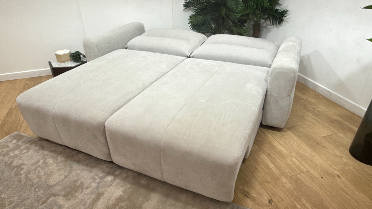 Sofology Sanctuary Fabric 3 Seater Double Power Chaise Power Motion Back in Relaxed Chenille Stone