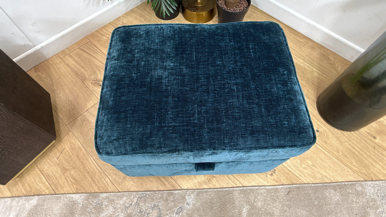 Sofology Georgio Fabric Storage Footstool Feather Flex Interior in Luxe Chenille Teal