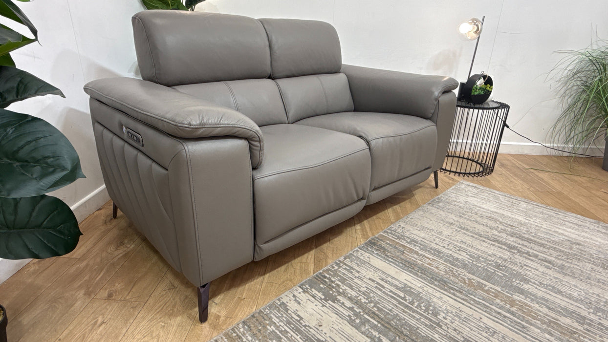 Sofology Fratelli Leather 2 Seater Power Recliner/Headrest in Trusty Embossed Elephant