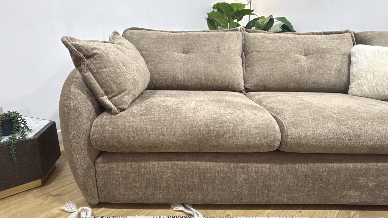 Sofology Portobello Fabric 3 Seater Chaise Storage Foam Seats in Teddy Chenille Mink Mix