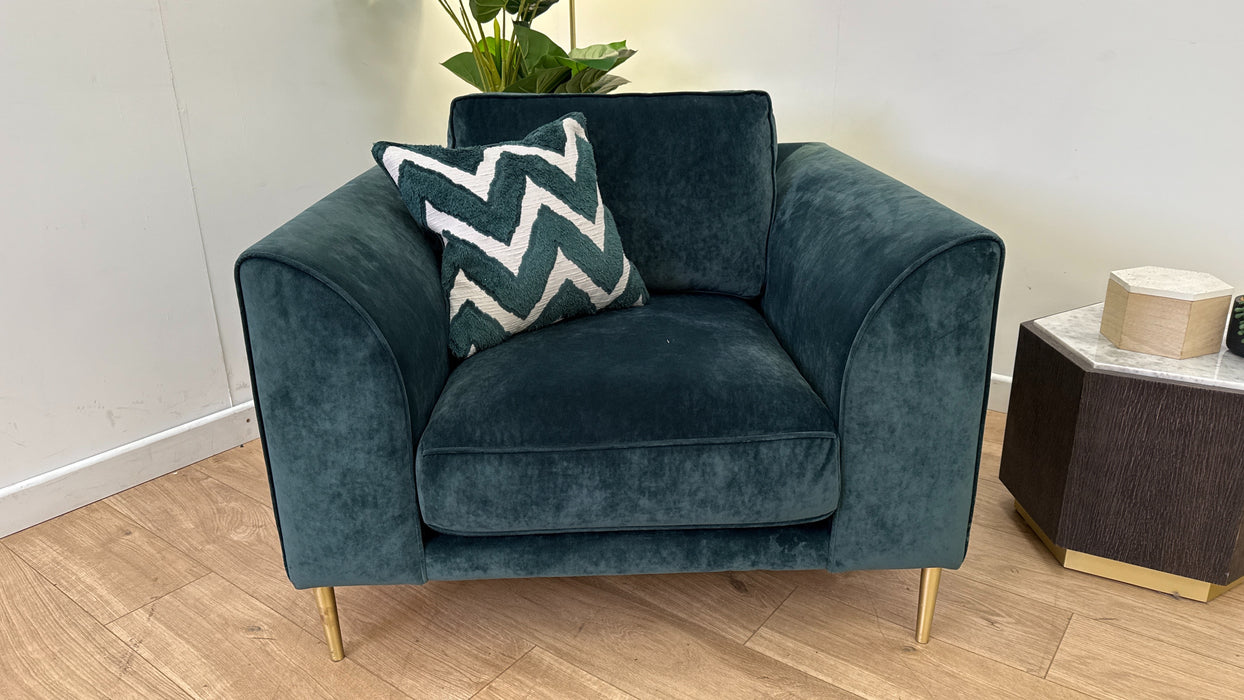 Sofology Moxie Fabric Chair in Deep Teal/Chevron Teal Mix