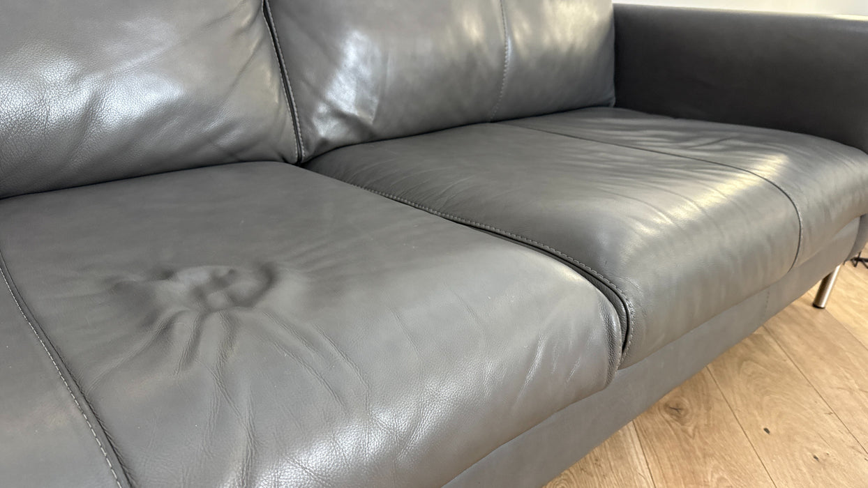 Sofology The Massimo 3 Seater Leather Sofa in Caruso Fog