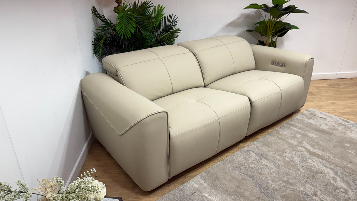 Sofology Riviera Leather 2.5 Seater Power Recliner/Headrest in Trusty Super Matt Stone