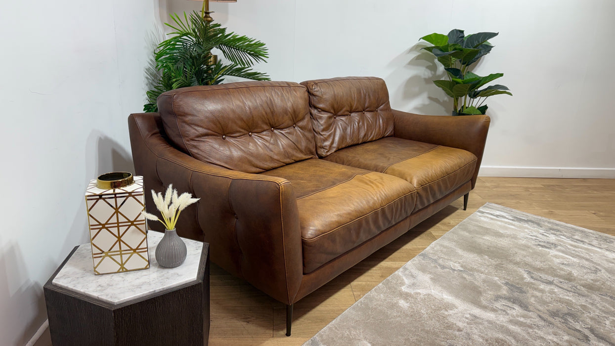 Sofology Cordelia Leather 3 Seater in Virginia Whiskey
