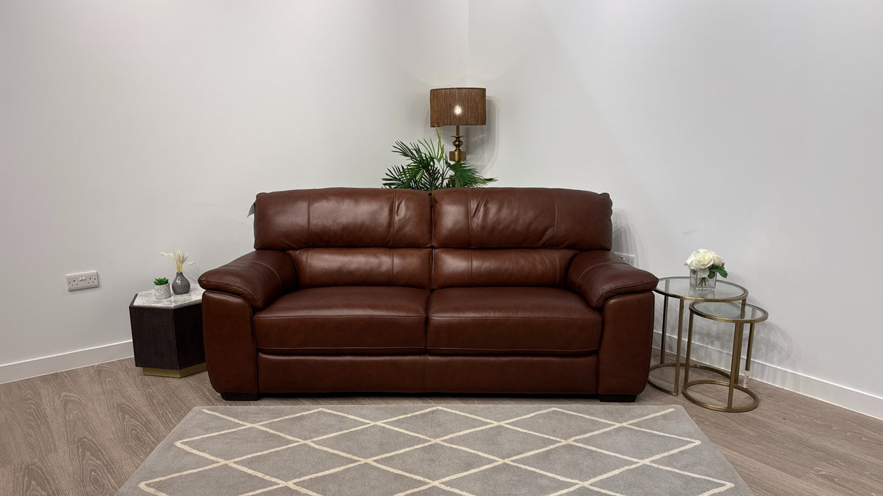 Sofology Santina Leather 3 Seater in Relaxed Soft Brown