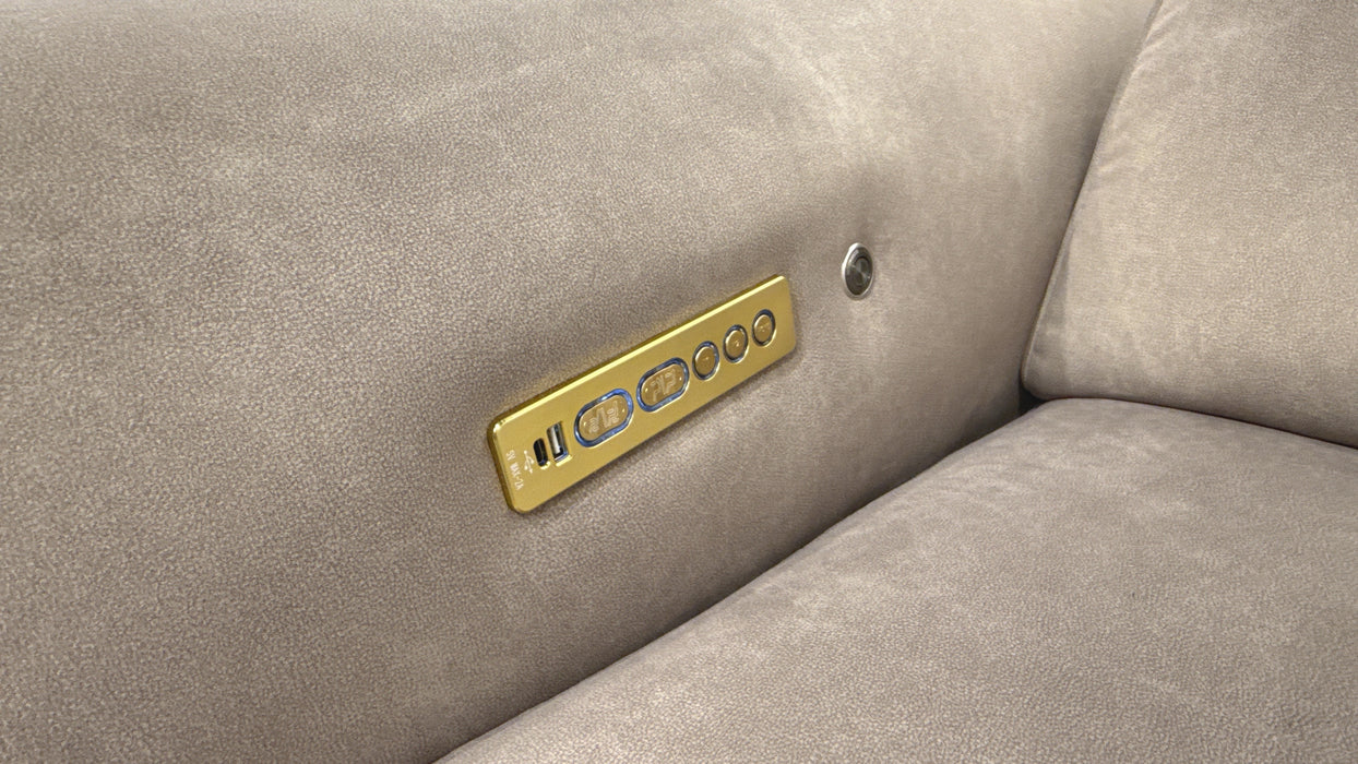 Sofology Plaza Fabric 3 Corner 1.5 Power Recliner/Headrest Heated Seats in Lifestyle Flecked Nutmeg