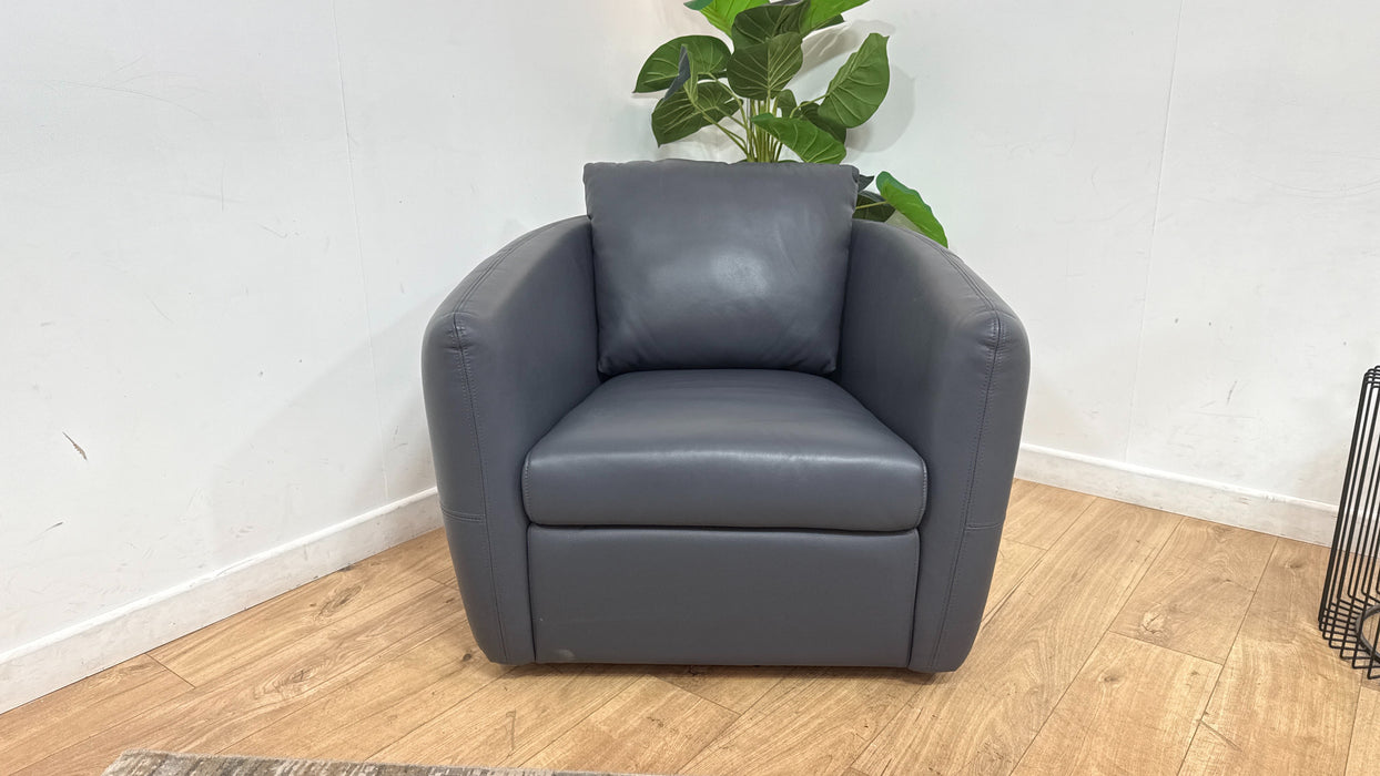 Sofology Marvella Leather Swivel Chair in Trusty Sheen Lavender Grey
