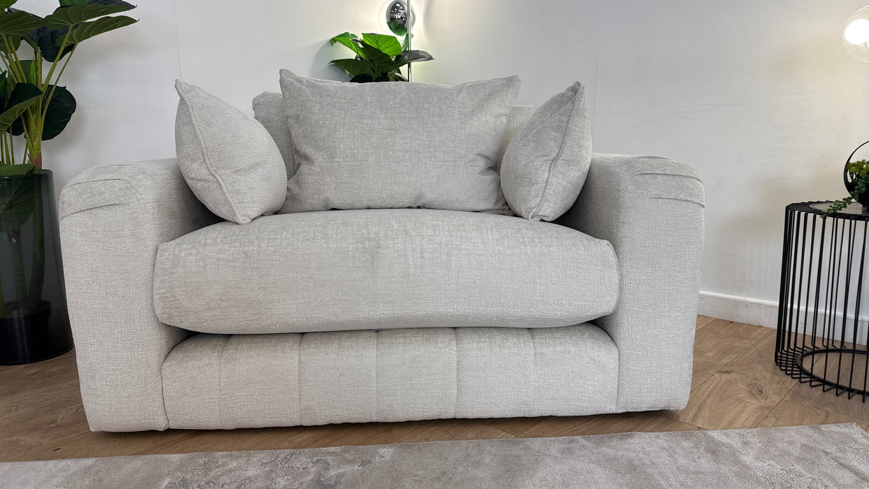 Sofology The Westwood Fabric Loveseat Gold Trim in Teddy Chenille Mist