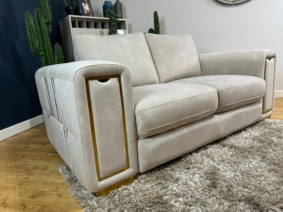 Elixir Fabric 2 Seater - Lifestyle Flecked Ivory - Gold trim - ( WA2 )