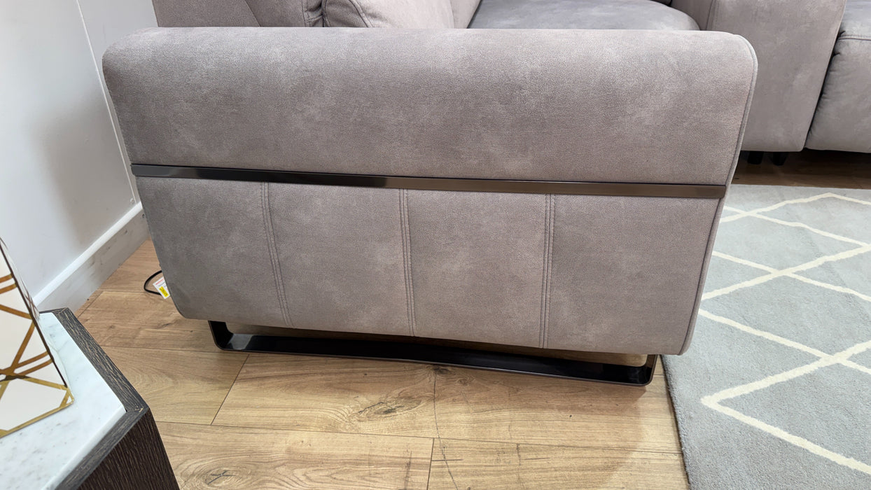 Sofology Ravello Fabric 1 Console Corner 2 Power Recliner/Headrest Lumbar Support in Lifestyle Flecked Stone