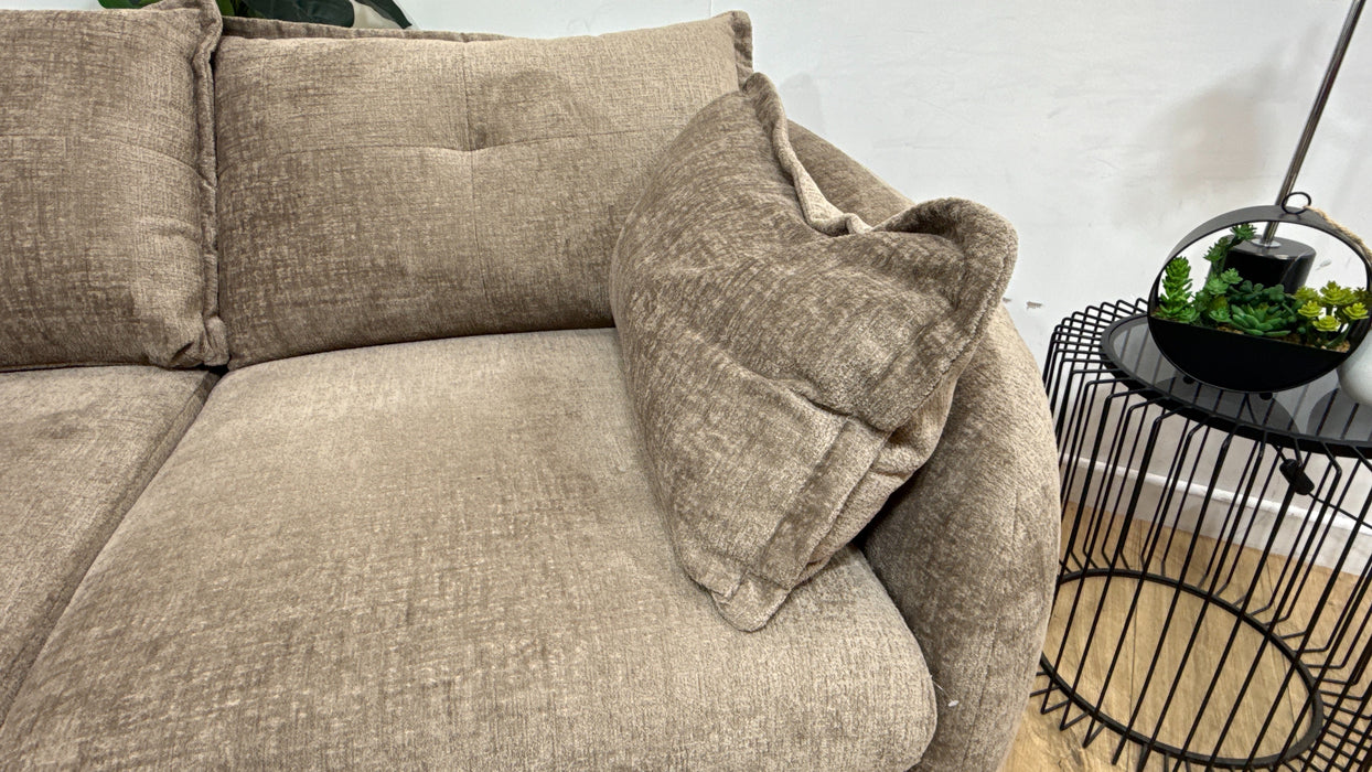 Sofology Portobello Fabric 2 Seater Sofabed Sprung Seats Hybrid Pocket Mattress in Teddy Chenille Mink Mix