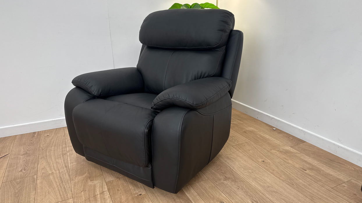 DFS Daytona Leather Recliner Rocking Chair in Jet Black