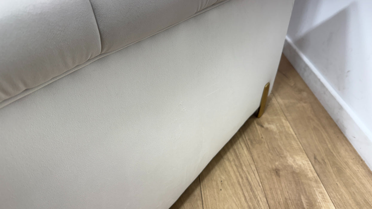 Sofology Oscar Fabric 2 Seater Gold Trim in Super Matt Velvet Ecru Mix