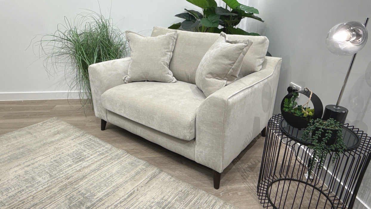 Sofology Mayfair Fabric Loveseat Foam Seat in Soft Chenille Linen