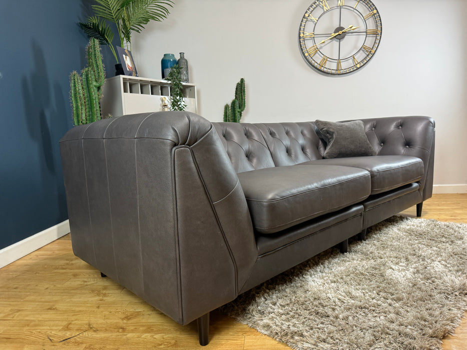 Bridgerton 4 Seater Split Sofa Natural Grain Espresso Leather Mix (WA2)