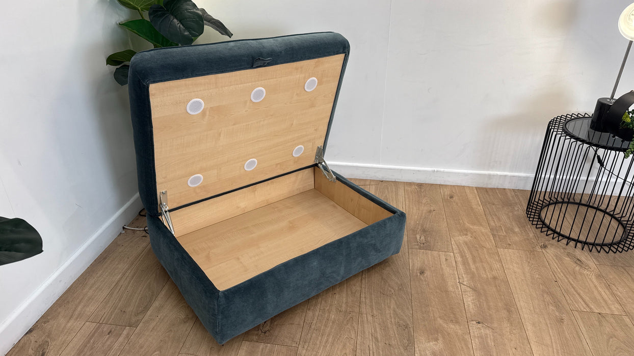 Sofology The Ziggy Fabric Storage Footstool in Soft Textured Chenille Teal