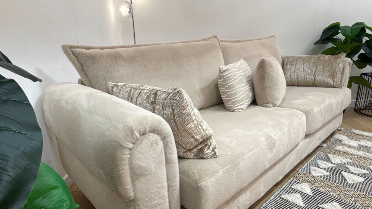 Sofology Chamonix 4 Seater Split in Soft Short Pile Faux Fur Natural Mix