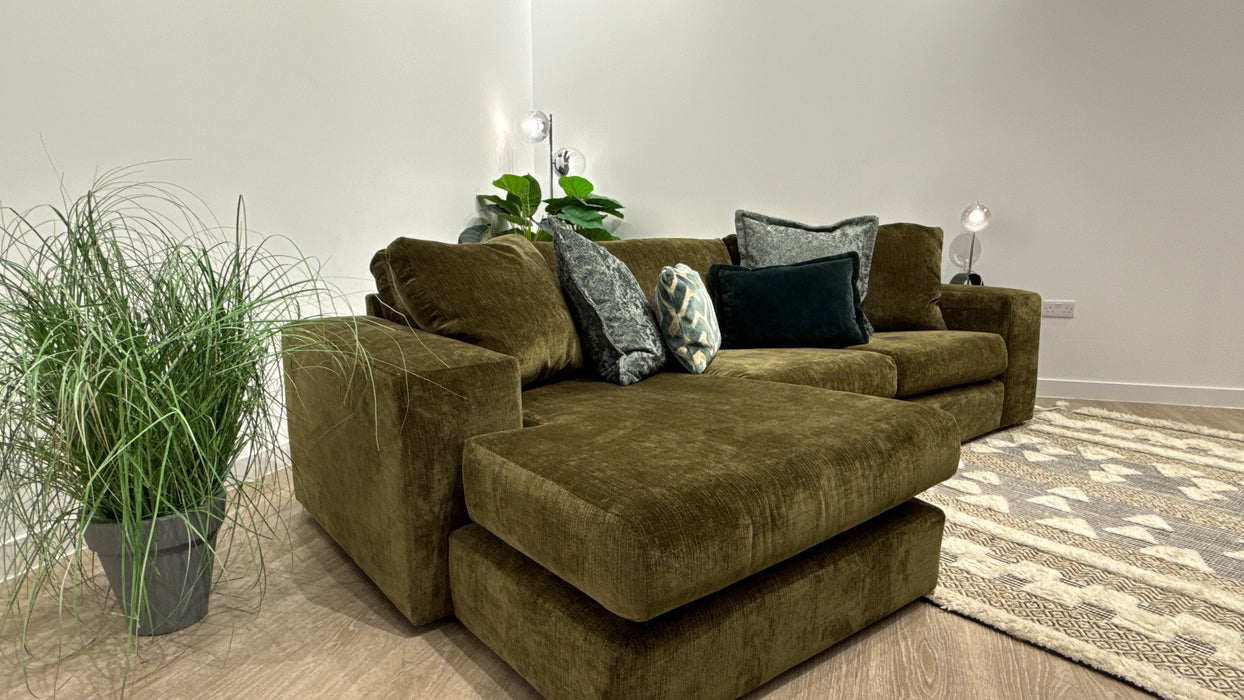 Sofology Harrington Fabric Chaise Small Sofa in Soft Slub Chenille Pine Mix