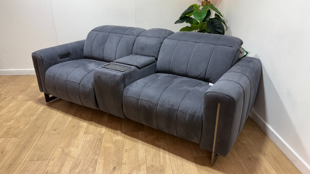 Sofology Paramount Fabric 2.5 Seater Console Power Recliner/Headrest Speakers in Lifestyle Flecked Charcoal