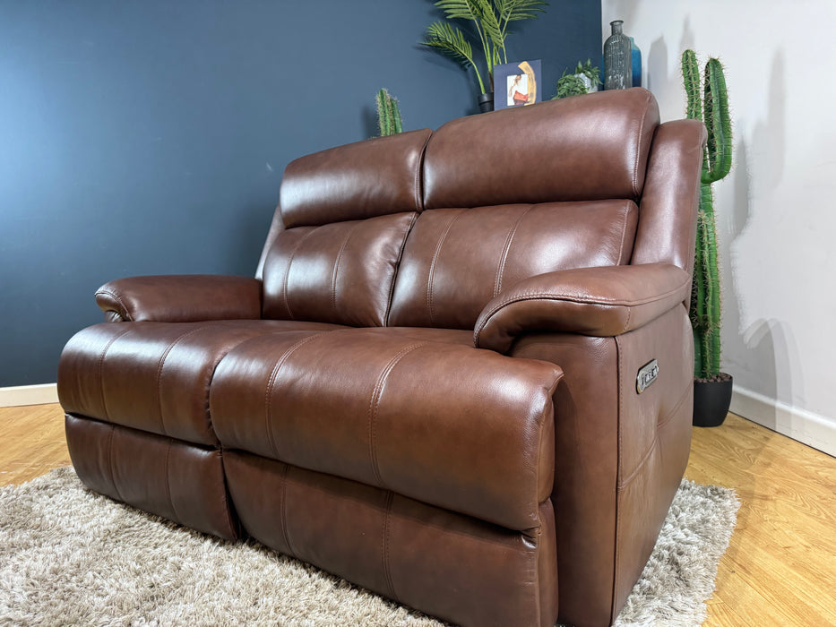 Gracy 2 Seater Leather Chocolate Power Headrest & Power Recliner